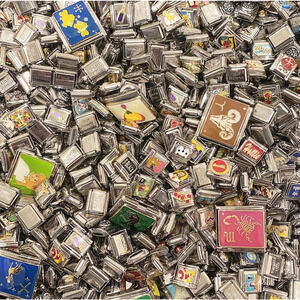 50 Stainless Steel Italian Charms 40x9mm & 10x18mm Y2K Vintage Link Bracelet